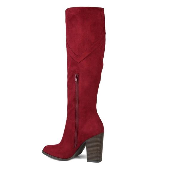 Journee Collection Women's Kyllie Wide Calf Boots Burgundy Size 7.5 - Picture 2 of 7